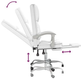 Cadeira escritório massagens reclinável couro artificial branco