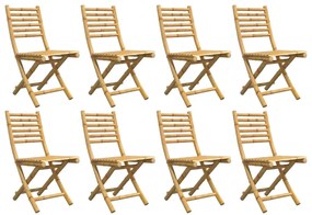 Cadeiras de jardim dobráveis 8 pcs 43x54x88 cm bambu
