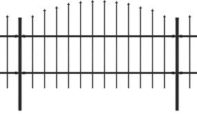Cerca de jardim com topo em lanças (0,75-1)x11,9 m aço preto