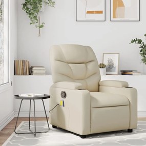 vidaXL Poltrona de massagens reclinável couro artificial cor creme