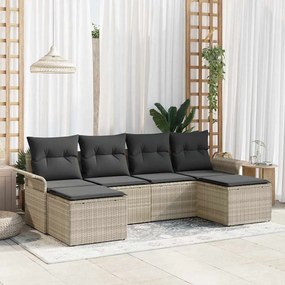 vidaXL Conjunto de Sofás de Jardim com Almofadas Cinza Claro Rattan Polimérico