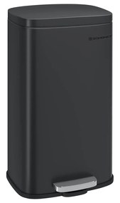 Caixote de cozinha 30 L, pedal, fecho suave, balde interior, aço, cor preta