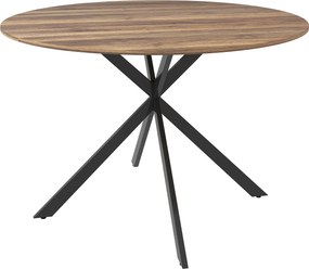 HOMCOM Mesa de Refeição Redonda para 4 Pessoas Mesa de Cozinha Industrial com Estrutura de Aço Ø120x75 cm Marrom | Aosom Portugal