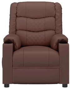 Poltrona reclinável couro artificial castanho
