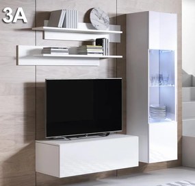 Conjunto de Móveis de Sala Bordeira – 1,6 m – Modular em Branco com Mó