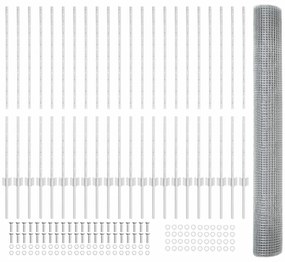 Cerca de Arame Soldado com 44 Postes em U Prateado 1.2x50 m Aço