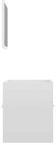 2 pcs conj. móveis casa de banho contraplacado branco brilhante