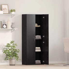 Aparador Preto em Carvalho - 60 x 32 x 153 cm - Madeira engenheirada