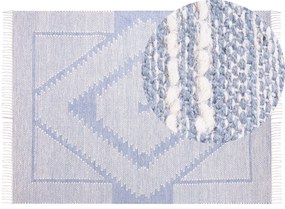 Tapete em algodão azul e branco 160 x 230 cm ANSAR Beliani