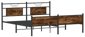 Estrutura de cama sem colchão 180x200cm metal carvalho fumado