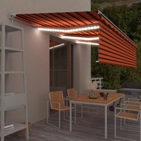 vidaXL Toldo retrátil manual com estore/LED 6x3 m laranja e castanho