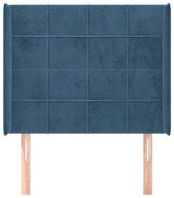 Cabeceira cama c/ abas veludo 93x16x118/128 cm azul-escuro