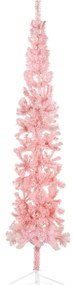 Meia árvore de Natal fina com suporte 240 cm rosa