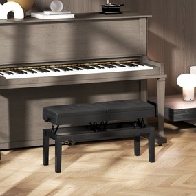 Banco de piano com altura ajustável, banco de piano com espaço de arrumação, banco estofado para teclado, preto