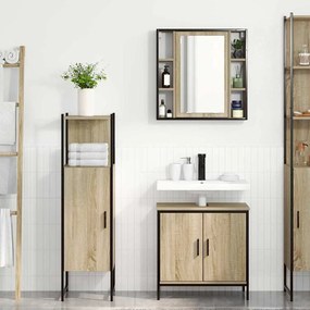 Conjunto de Móveis para Casa de Banho 3 Peças Carvalho Sonoma Madeira