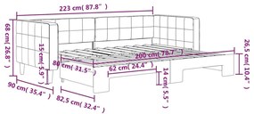 Sofá-cama com gavetão 80x200 cm veludo azul