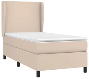 Cama com molas/colchão 80x200 cm couro artificial cappuccino