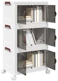 Caixa de arrumação empilhável rodas 3camadas 28L 48,5x29,5x86cm