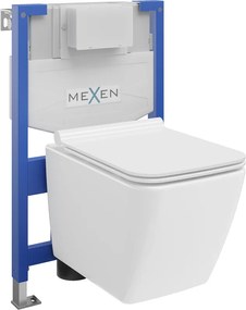 Mexen Vega conjunto embutido WC estrutura Fenix XS-F com sanita e assento de queda suave, branco brilhante - 68030654000