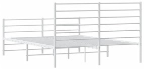 Estrutura de cama com cabeceira e pés 140x190 cm metal branco