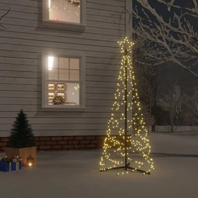 343505 vidaXL Árvore de Natal em cone 200 luzes LED 70x180 cm branco quente