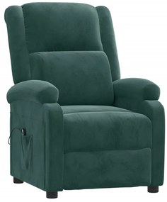 Poltrona reclinável elétrica veludo verde-escuro