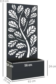 Floreira com biombo de treliça para plantas trepadeiras, floreira 61 x 23 x 113 cm preto