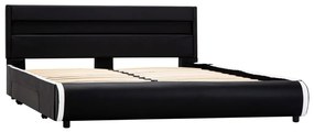 Estrutura de cama com LED 140x200 cm couro artificial preto