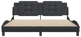 Estrutura de cama c/ cabeceira 180x200cm couro artificial preto