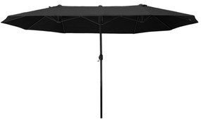 Outsunny Chapéu de Sol Duplo 4,55x2,68x2,38 m Chapéu de Sol de Jardim com Manivela Manual Resistente à Água e com Proteção Solar UV para Terraço Pátio Preto