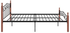 Estrutura de cama 200x200cm metal/madeira carvalho maciça preto