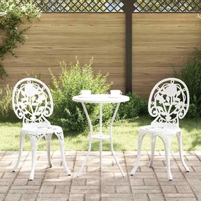 Conjunto de Bistro para Jardim de 3 Peças vidaXL em Alumínio Fundido Branco