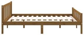 Estrutura de cama 140x190 cm madeira maciça castanho-mel