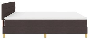 Cama Box com Colchão &amp; LED Castanho Escuro 200x200 cm Tecido