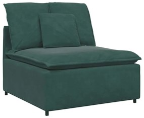 Sofá modular com pufes e almofadas veludo verde-escuro