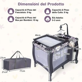 Cama de viagem 4 em 1 com colchão, cama dobrável com círculo de dossel ajustável