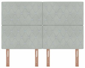 Cabeceira LED cinza claro 80 cm em veludo.