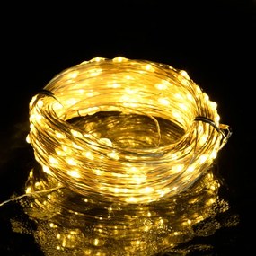 Cordão de micro luzes 40 m 400 LEDs 8 funções branco quente