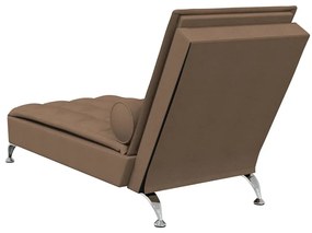 Chaise lounge de massagem com rolo tecido castanho