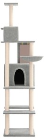 Árvore p/ gatos c/ postes arranhadores sisal 201 cm cinza-claro
