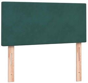 Cama com molas/colchão verde-escuro 80x210 cm veludo