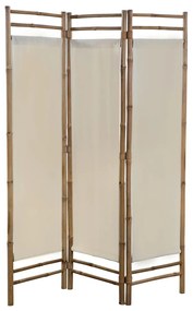 vidaXL Biombo com 3 painéis dobráveis bambu e lona 120 cm