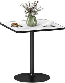 Mesa de jantar para 4 pessoas 70 x 70 cm, mesa de cozinha de estilo moderno com tampo com efeito de mármore e base redonda, branca e preta
