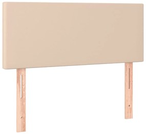Cama box spring c/colchão/LED 120x200cm couro artif. cappuccino