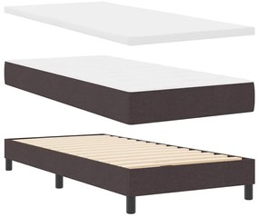 Cama Box com Colchão &amp; LED Marrom Escuro 80x200 cm Tecido