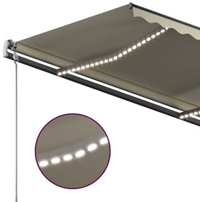 Toldo retrátil manual com LED 3,5x2,5 m cor creme