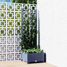 vidaXL Vaso de jardim com treliça azul-acinzentado 40x40x121,5 cm PP