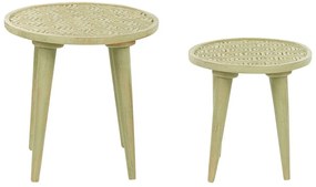 Conjunto de 2 mesas de apoio em madeira de mango verde clara MAHARO Beliani