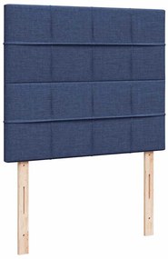 Cama box spring c/ colchão e LED 120x190 cm tecido azul