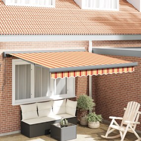 vidaXL Toldo Retrátil Manual - Amarelo e Laranja 350x250 cm